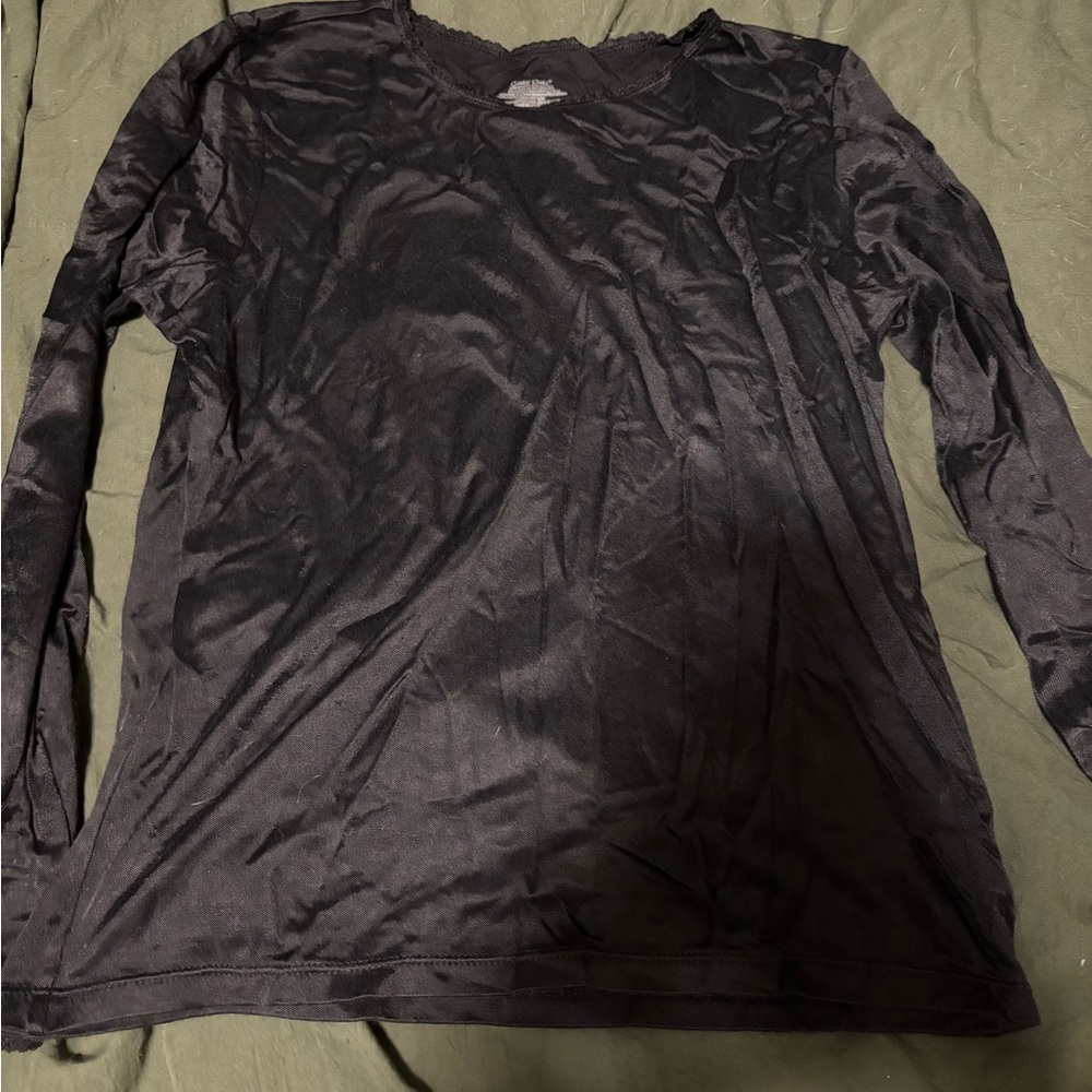 Cuddl Duds Black Long Sleeve Top